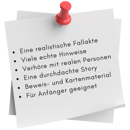 Handschriftliche Notiz am Ermittlungsboard